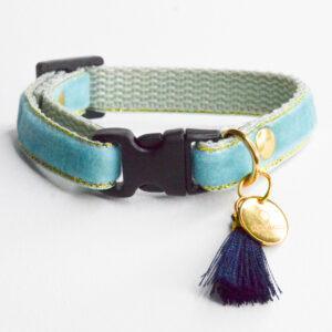 Puppyhalsbandje Velvet baby blue