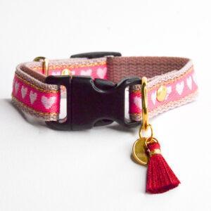 Puppyhalsbandje Hartjes roze