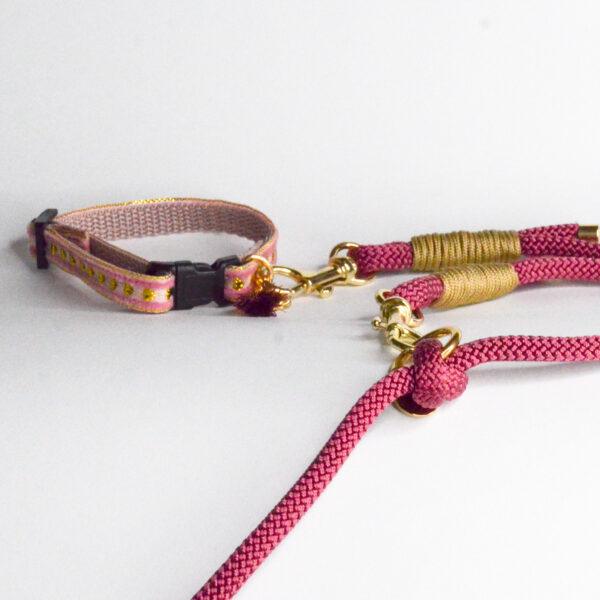 Puppyhalsbandje Velvet roze goud - Afbeelding 2